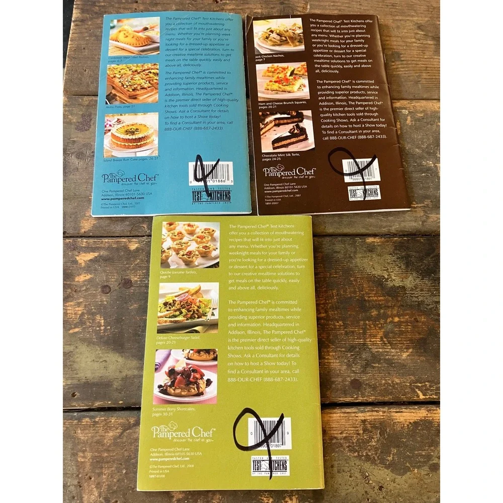 Pampered Chef Seasons‎ Best Recipe Collection 3 Book Lot 2007 2008 Cookbooks
